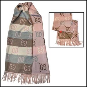 Monogram Pink Grey Pattern Cozy Scarf